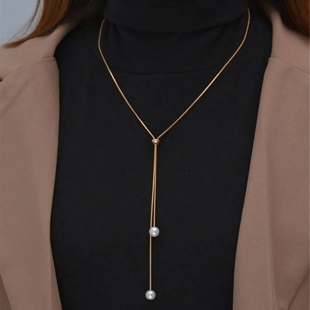 Lariat Style Pearl Necklace