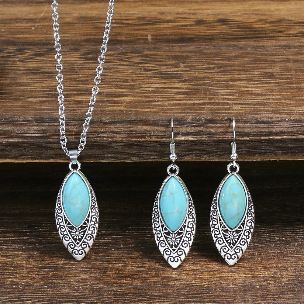 Turquoise Teardrop Jewelry Set