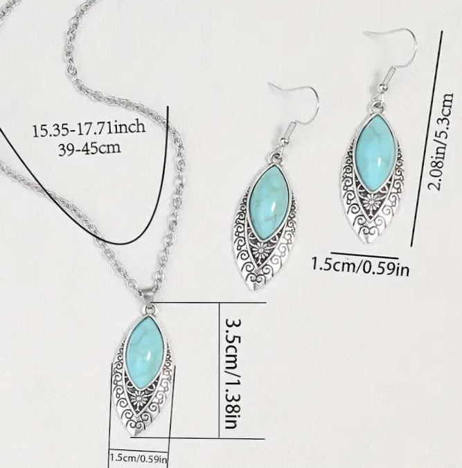 Turquoise Teardrop Jewelry Set