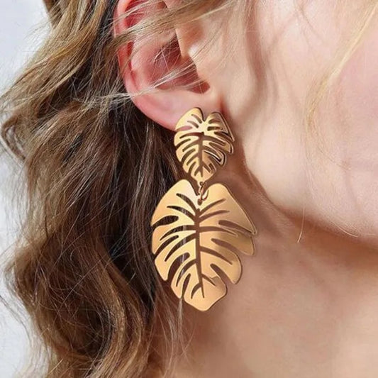 Tropical Gold Leaf Earrings