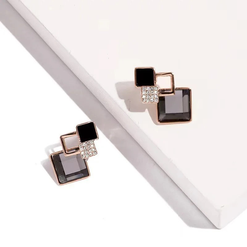 Geometric Crystal Stud Earrings