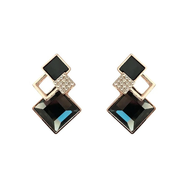 Geometric Crystal Stud Earrings