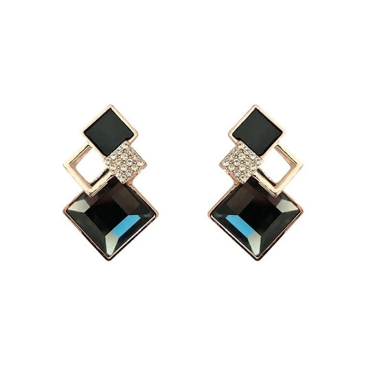 Geometric Crystal Stud Earrings