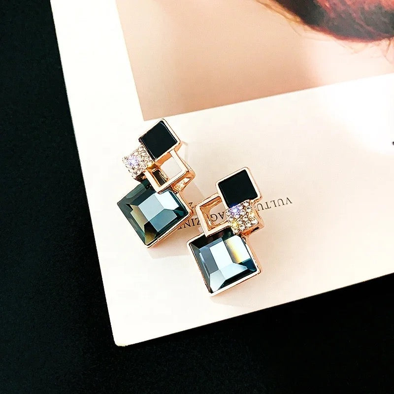 Geometric Crystal Stud Earrings